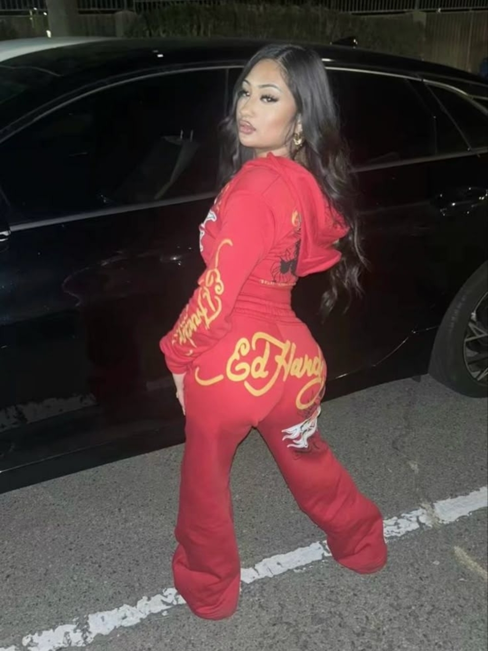 Ed Hardy Red Sweatpants Authentic Ed Hardy Red Tiger Tracksuit ❤️🔥